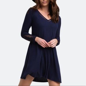 NWT Francesca’s navy blue Breena Lace sleeve dress